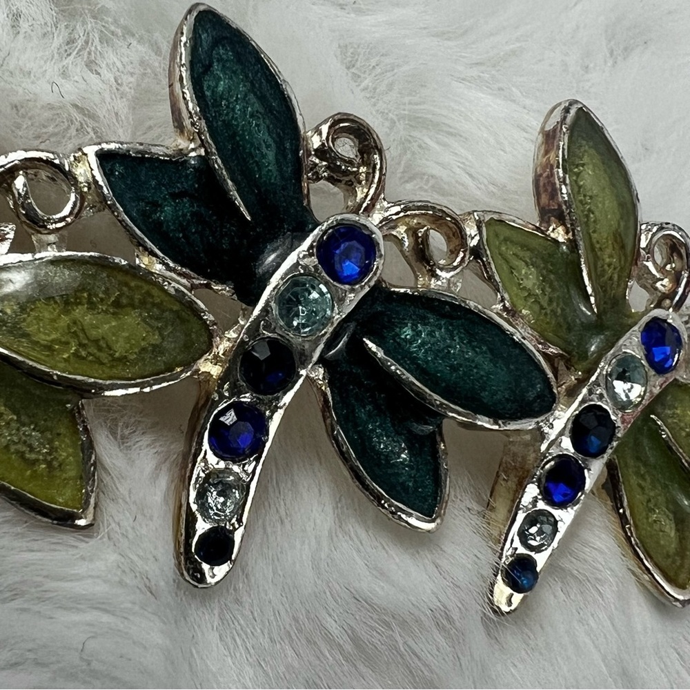 Dragonfly Crystal & Enamel Brooch - Picture 3 of 9